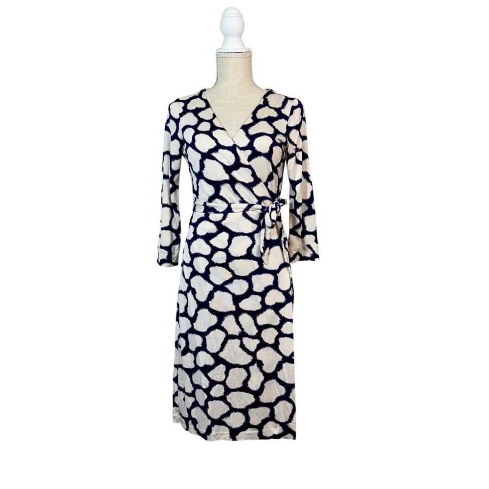 Diane Von Furstenberg New Julian Two Silk‎ Wrap Dress 6 Purple Animal Print DVF